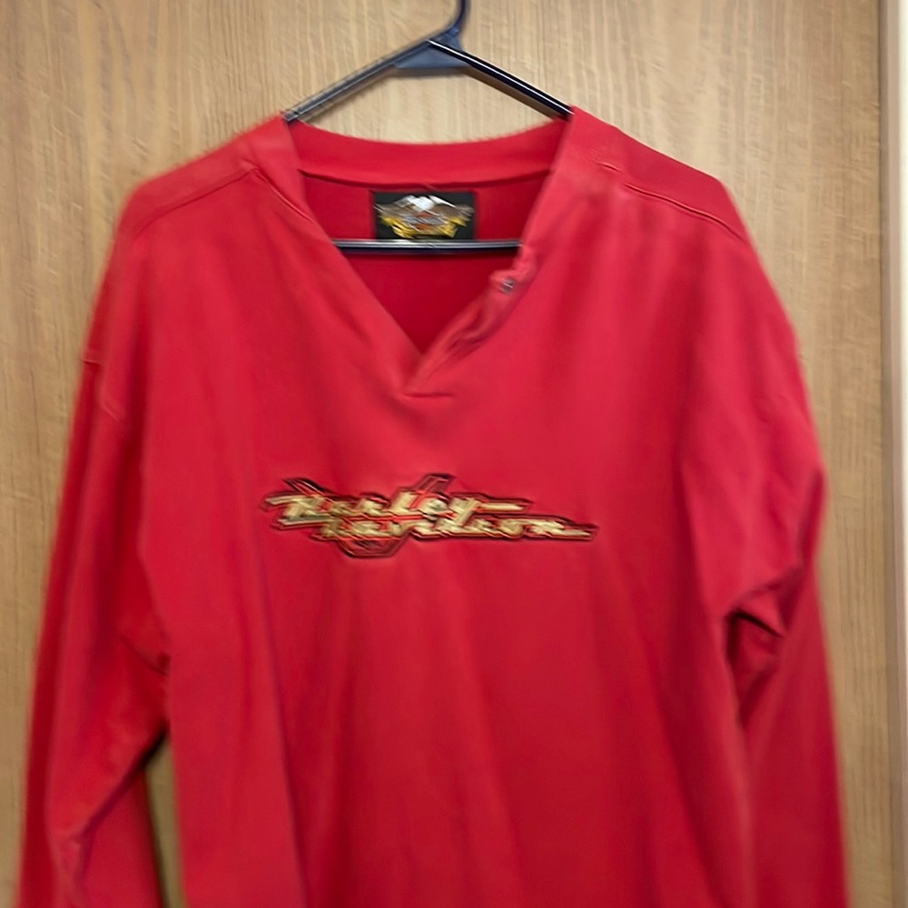 Harley Davidson red T-shirt size medium but fits like a large